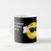 Gun de moji met uw eigen aangepaste tekst omhoog koffiemok (Voorkant links)