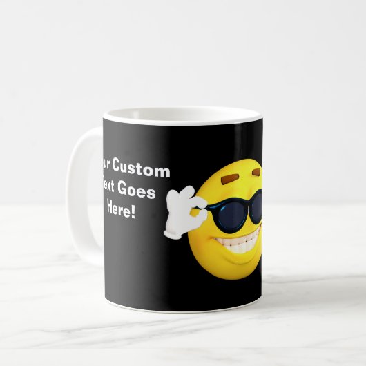 Gun de moji met uw eigen aangepaste tekst omhoog koffiemok (Voorkant links)