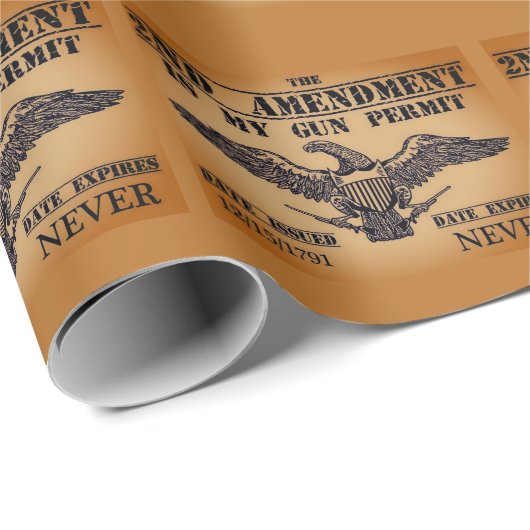 GUN PERMITEIT 2ND AMENDMENT WRAPPING PAPER CADEAUPAPIER (Rol Hoek)