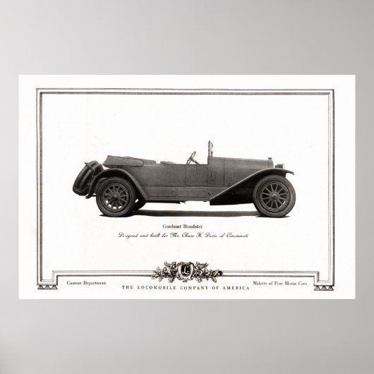  Gunboat Roadster Automobile Ad uit 1919 Poster (Voorkant)