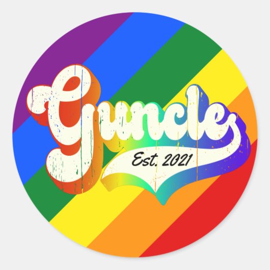 "Guncle - est. date" nieuwigheid Ronde Sticker (Voorkant)