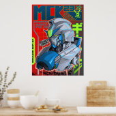 Gundam Geïnspireerde Ink Art Poster (Keuken)