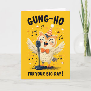 Gung-Ho Uil Verjaardag Viering Zingen Ontwerp Kaart