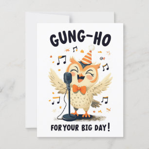 Gung-Ho Uil Verjaardagsfeest Zingend Ontwerp Briefkaart