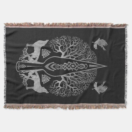 Gungnir - Spear of Odin and Tree of life Deken (Voorkant)