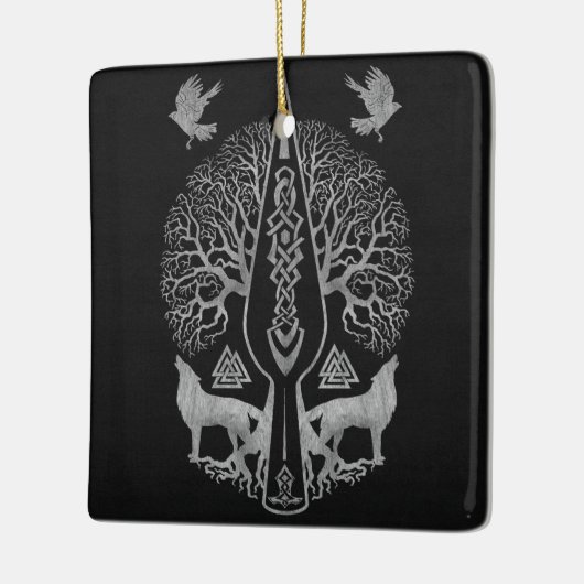 Gungnir - Spear of Odin and Tree of life - Keramisch Ornament (Links)