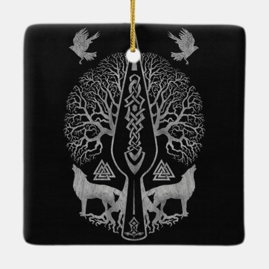 Gungnir - Spear of Odin and Tree of life - Keramisch Ornament (Achterkant)