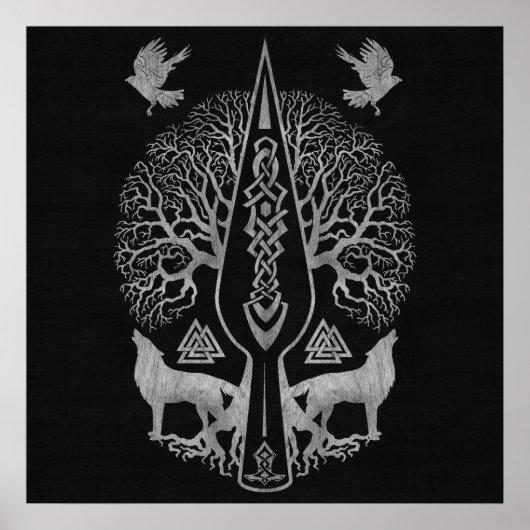 Gungnir - Spear of Odin and Tree of life - Poster (Voorkant)