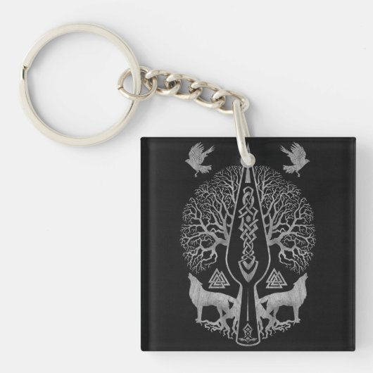 Gungnir - Spear of Odin and Tree of life - Sleutelhanger (Voorkant)