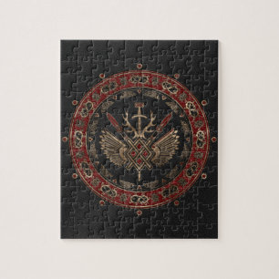 Gungnir - Zwart en rood leder en goud Legpuzzel