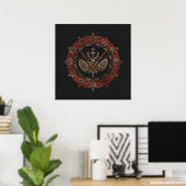 Gungnir - Zwart en rood leder en goud Poster (Thuiskantoor)