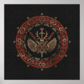 Gungnir - Zwart en rood leder en goud Poster (Voorkant)