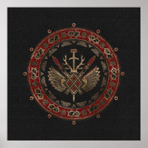 Gungnir - Zwart en rood leder en goud