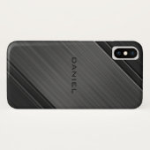Gunmetal Grey Textured Design Persoonlijke naam Case-Mate iPhone Case (Achterkant (horizontaal))