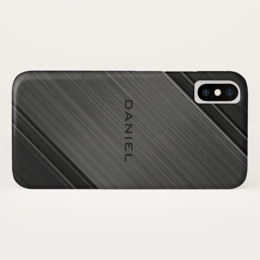 Gunmetal Grey Textured Design Persoonlijke naam Case-Mate iPhone Case (Achterkant (horizontaal))
