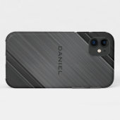 Gunmetal Grey Textured Design Persoonlijke naam Case-Mate iPhone Case (Achterkant (horizontaal))