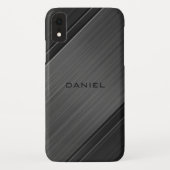 Gunmetal Grey Textured Design Persoonlijke naam Case-Mate iPhone Case (Achterkant)