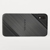 Gunmetal Grey Textured Design Persoonlijke naam Case-Mate iPhone Case (Achterkant (horizontaal))