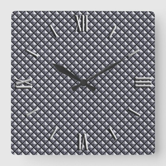 Gunmetal grijs, metallisch, gebogen raster vierkante klok (Voorkant)