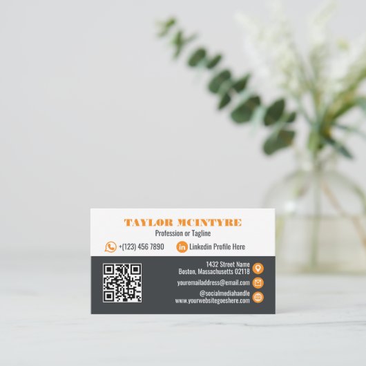 Gunmetal & Sinaasappel Professionele Pictogrammen  Visitekaartje (Staand voorkant)