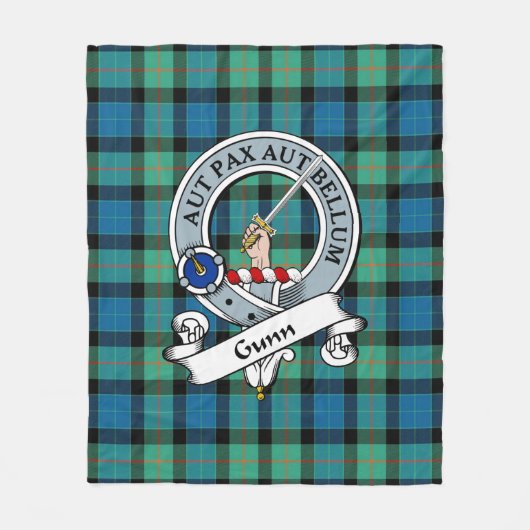Gunn Ancient Clan Badge Tartan Pset Fleece Deken (Voorkant)