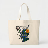 Gunn Clan Badge & Tartan Map of Scotland Grote Tote Bag (Voorkant)