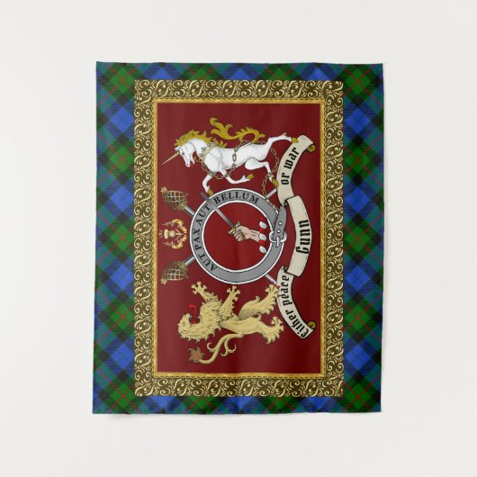 Gunn Clan Badge & Tartan Wandkleed (Voorkant)