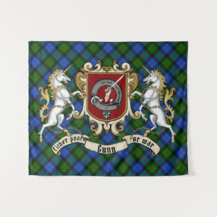 Gunn Clan Badge & Unicorns w/Tartan Wandkleed