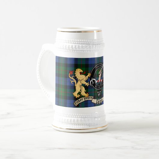 Gunn Clan Badge & Wrap rond Tartan Bierpul (Voorkant links)