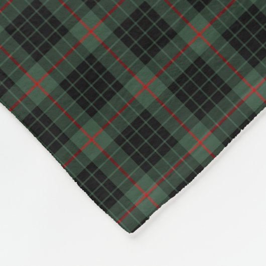 Gunn Clan Dark Green en Black Tartan Fleece Deken (Hoek)