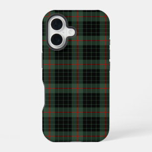 Gunn Clan Donkergroen en Zwarte Tartan iPhone 16 Hoesje