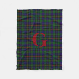 Gunn Clan Tartan Pset Monogram Fleece Blanket