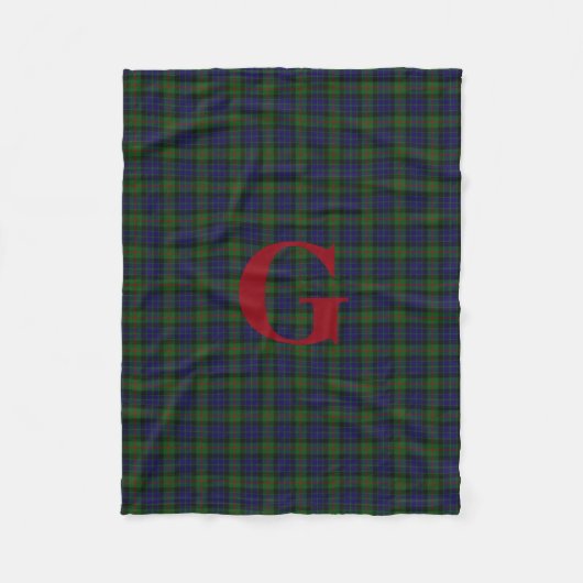 Gunn Clan Tartan Pset Monogram Fleece Blanket (Voorkant)