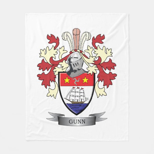 Gunn Family Crest Coat of Arms Fleece Deken (Voorkant)