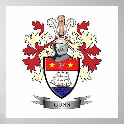 Gunn Family Crest Coat of Arms Poster (Voorkant)