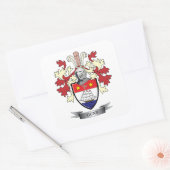 Gunn Family Crest Coat of Arms Vierkante Sticker (Envelop)