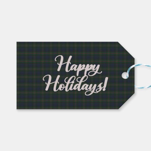 Gunn Modern Clan Tartan Kerstmis Cadeaulabel (Voorkant (Horizontaal))