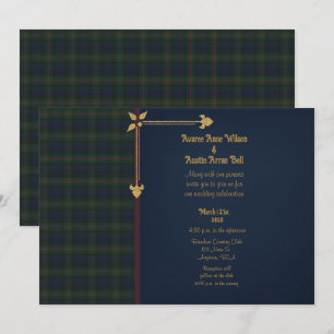 Gunn Modern Originele Schotse Tartan Huwelijk Kaart