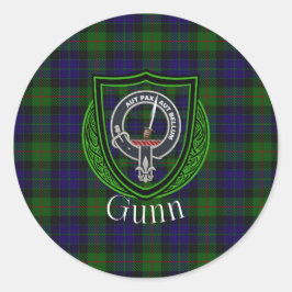 Gunn Schotse Clan Tartan & Crest Ronde Sticker