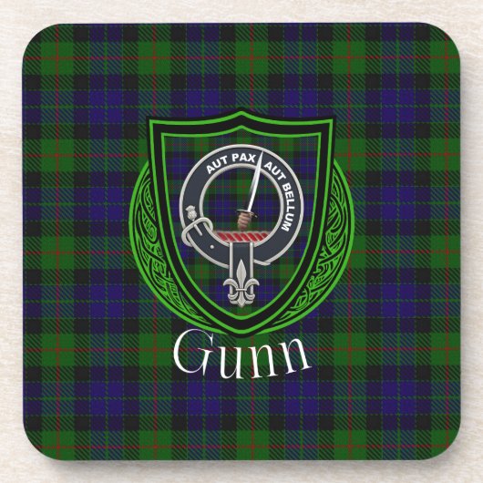 Gunn Scottish Clan Tartan & Crest Bier Onderzetter (Voorkant)