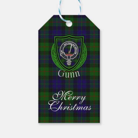 Gunn Scottish Clan Tartan & Crest Cadeaulabel (Voorkant)
