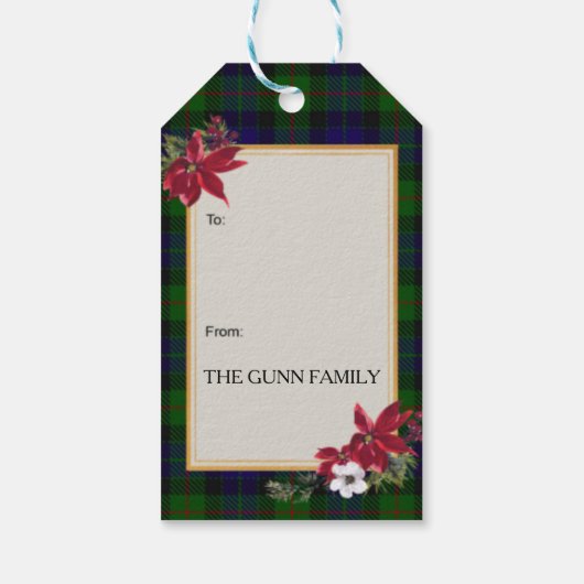 Gunn Scottish Clan Tartan & Crest Cadeaulabel (Achterkant)