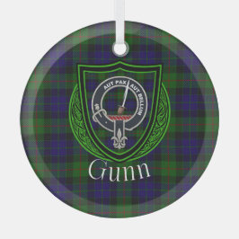Gunn Scottish Clan Tartan & Crest Glas Ornament