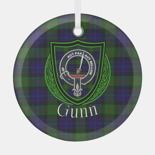 Gunn Scottish Clan Tartan & Crest Glas Ornament (Voorkant)
