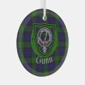 Gunn Scottish Clan Tartan & Crest Glas Ornament (Voorkant Rechts)