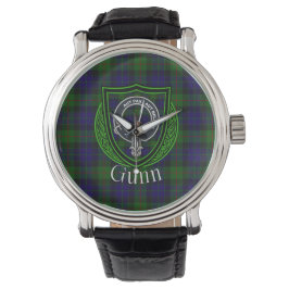 Gunn Scottish Clan Tartan & Crest Horloge