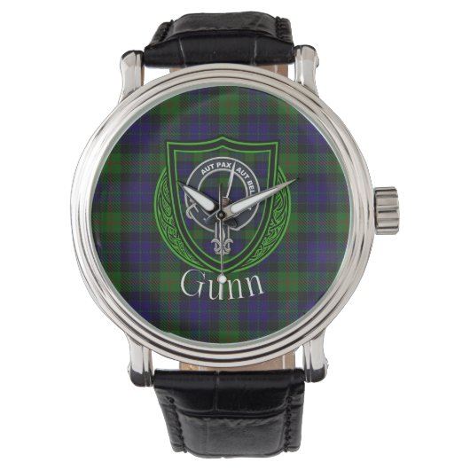 Gunn Scottish Clan Tartan & Crest Horloge (Voorkant)