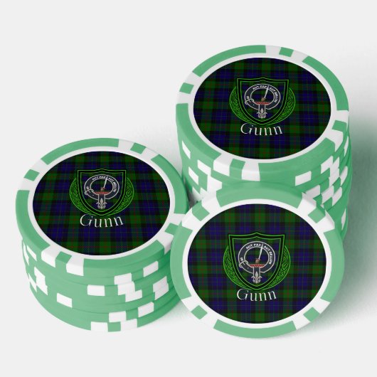 Gunn Scottish Clan Tartan & Crest Poker Chips (Opstapeling)