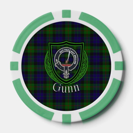 Gunn Scottish Clan Tartan & Crest Poker Chips (Voorkant)