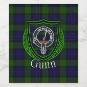 Gunn Scottish Clan Tartan & Crest Wijn Etiket (Enkel label)